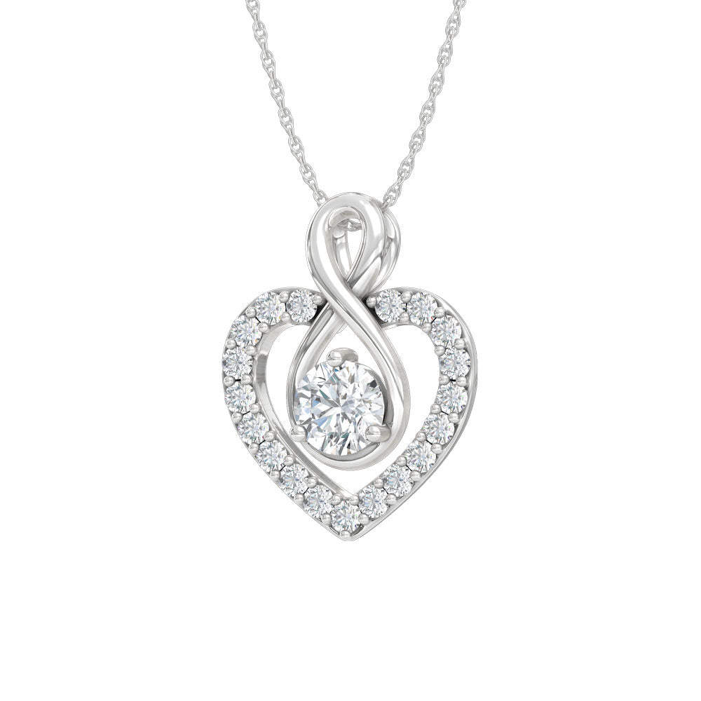 10K White Gold Lab Grown Diamond 1 Ct.Tw. Heart Pendant