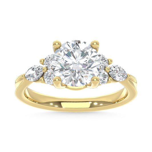 14K Yellow Gold Lab Grown Diamond 2 1/2 Ct.T. Enagagement Ring (IGI Certified Center 2ct)