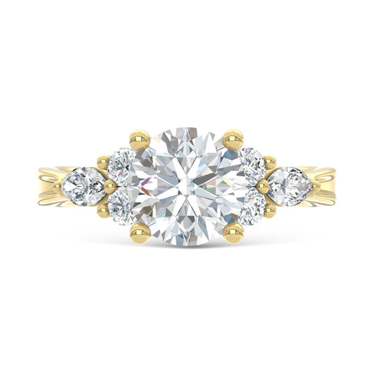14K Yellow Gold Lab Grown Diamond 2 1/2 Ct.T. Enagagement Ring (IGI Certified Center 2ct)