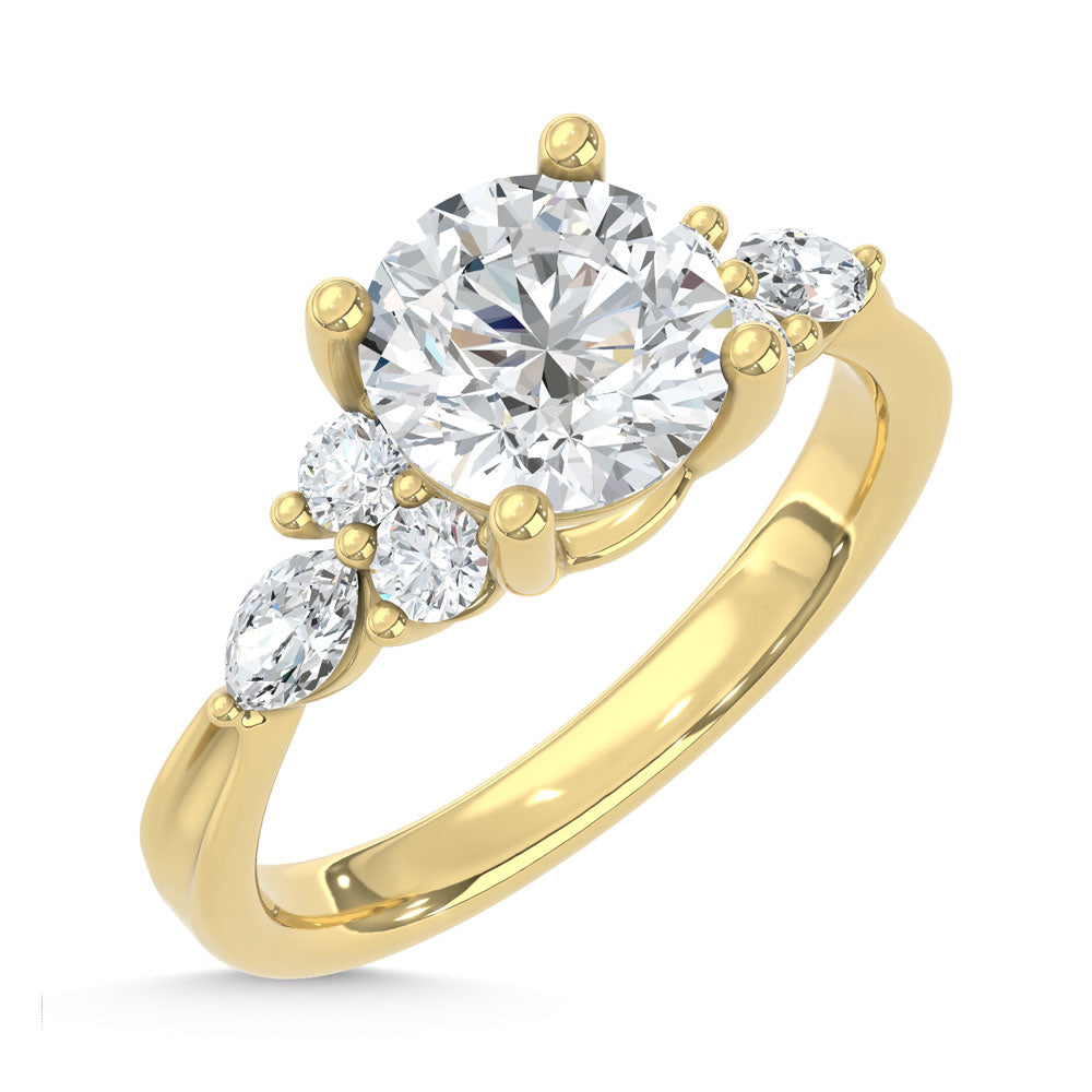 14K Yellow Gold Lab Grown Diamond 2 1/2 Ct.T. Enagagement Ring (IGI Certified Center 2ct)