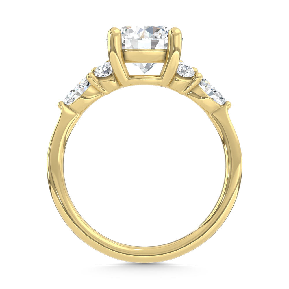 14K Yellow Gold Lab Grown Diamond 2 1/2 Ct.T. Enagagement Ring (IGI Certified Center 2ct)
