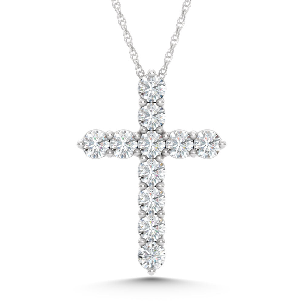 10K White Gold Lab Grown Diamond 7/8 Ct.Tw. Cross Pendant