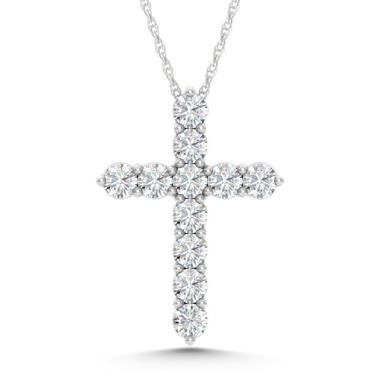 10K White Gold Lab Grown Diamond 7/8 Ct.Tw. Cross Pendant