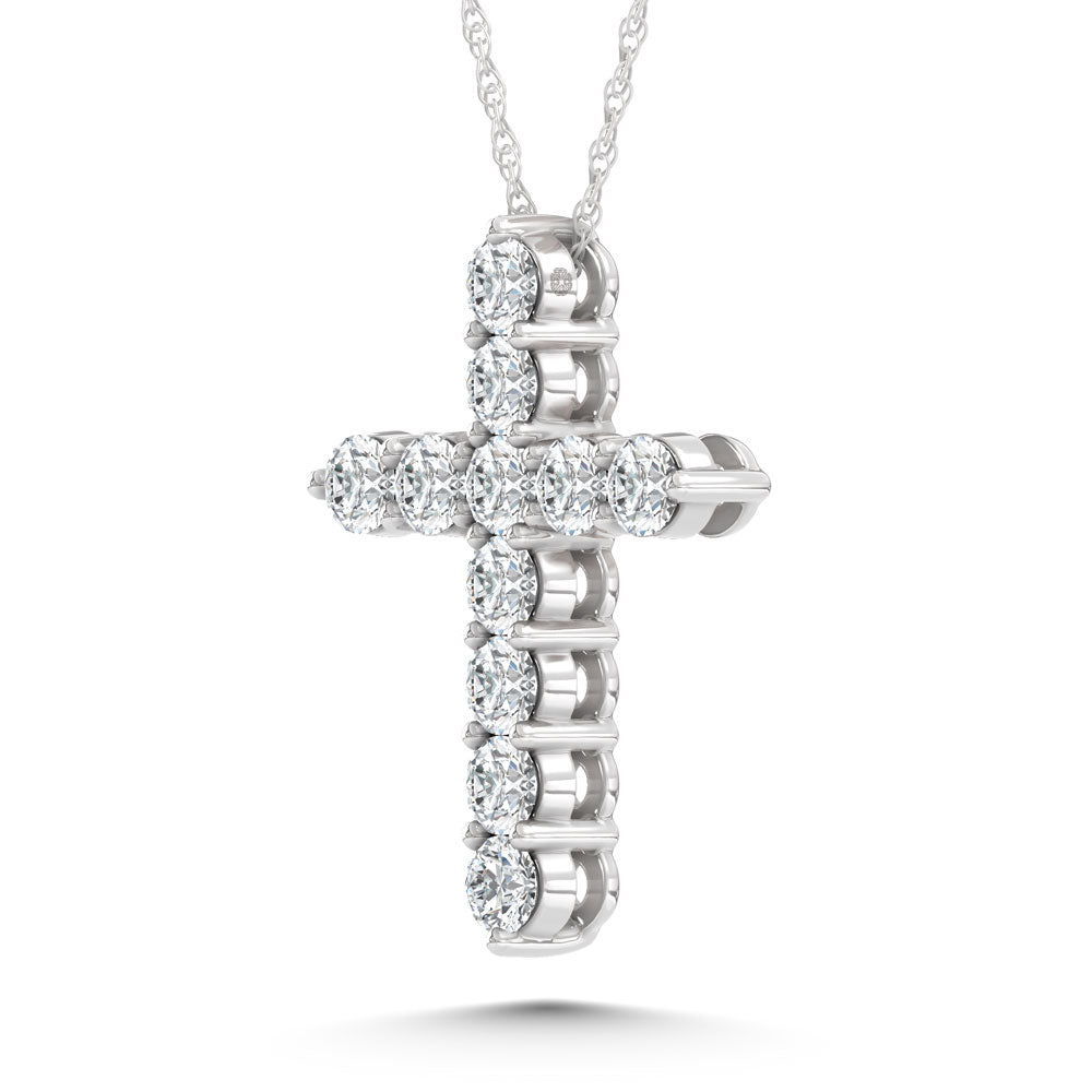 10K White Gold Lab Grown Diamond 7/8 Ct.Tw. Cross Pendant