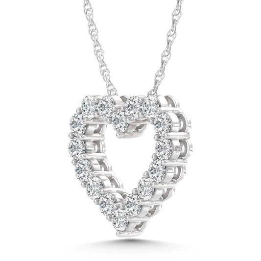10K White Gold Lab Grown Diamond 1 Ct.Tw. Heart Pendant