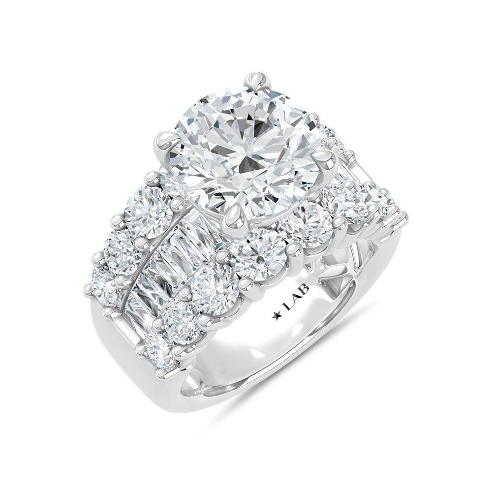 14K White Gold Lab Grown Diamond 8 3/4 Ct.Tw. Engagement Ring (IGI Certified Center 5ct)