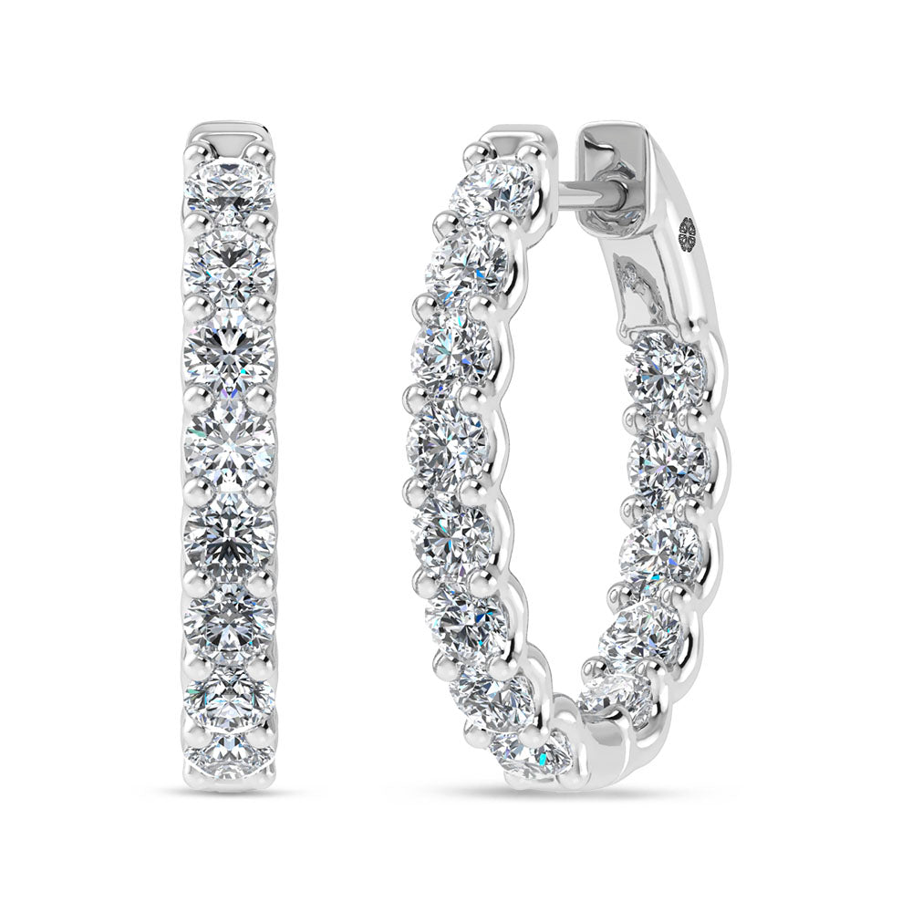 10K White Gold 2 Ct.Tw. Lab Grown Diamond In and Our Hoop Earrings