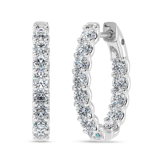 10K White Gold 2 Ct.Tw. Lab Grown Diamond In and Our Hoop Earrings