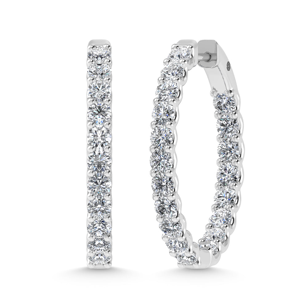 10K White Gold 3 Ct.Tw. Lab Grown Diamond In and Our Hoop Earrings