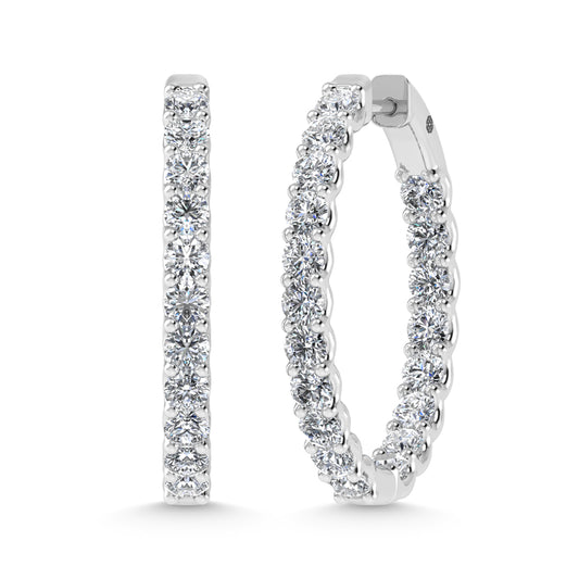 10K White Gold 3 Ct.Tw. Lab Grown Diamond In and Our Hoop Earrings