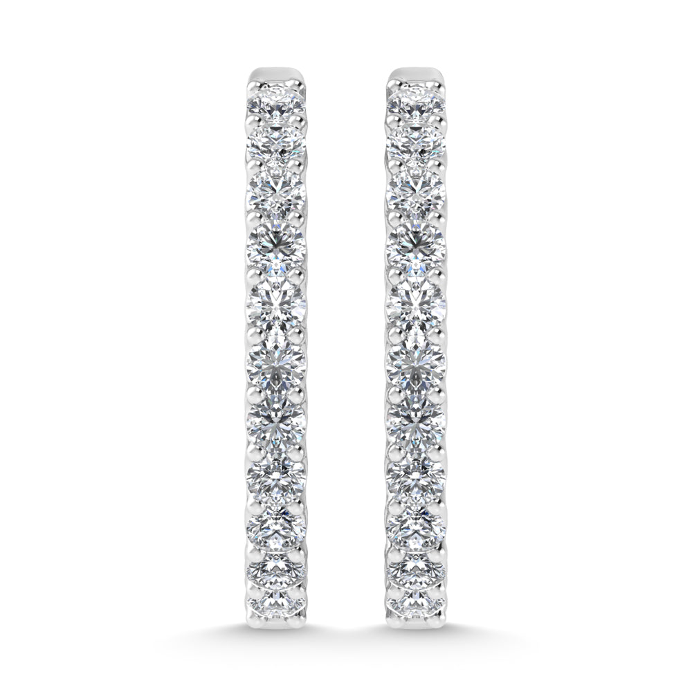 10K White Gold 3 Ct.Tw. Lab Grown Diamond In and Our Hoop Earrings