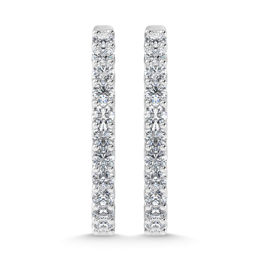 10K White Gold 3 Ct.Tw. Lab Grown Diamond In and Our Hoop Earrings