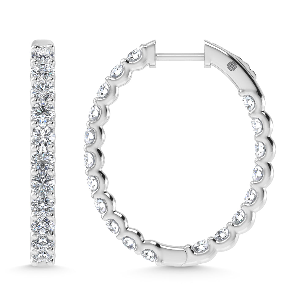 10K White Gold 3 Ct.Tw. Lab Grown Diamond In and Our Hoop Earrings