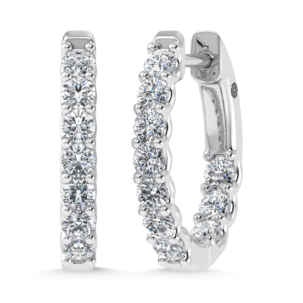 10K White Gold 1 Ct.Tw. Lab Grown Diamond In and Our Hoop Earrings