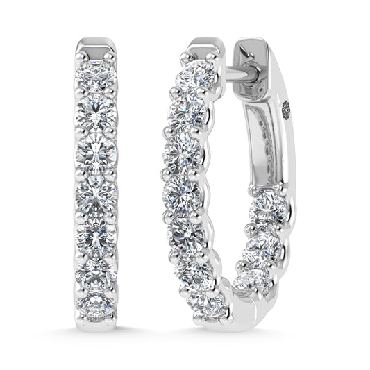 10K White Gold 1 Ct.Tw. Lab Grown Diamond In and Our Hoop Earrings