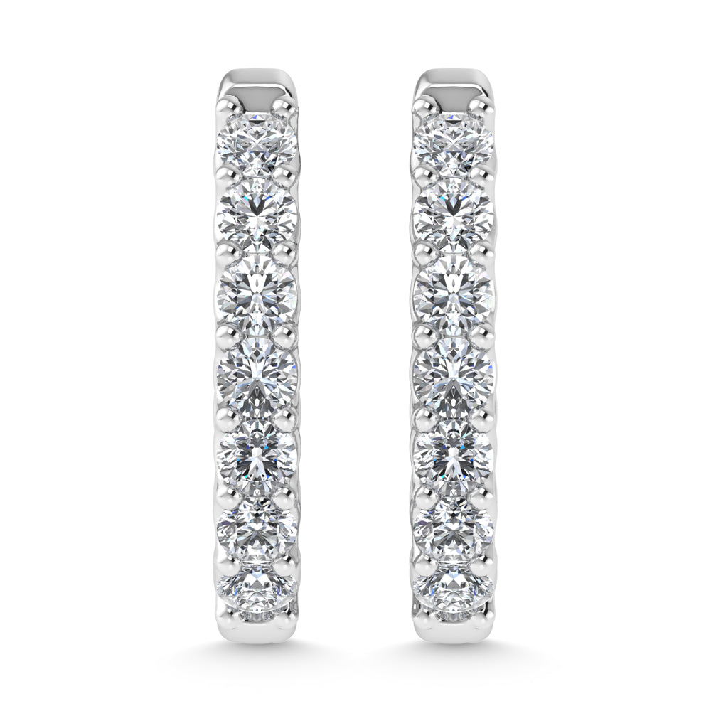 10K White Gold 1 Ct.Tw. Lab Grown Diamond In and Our Hoop Earrings