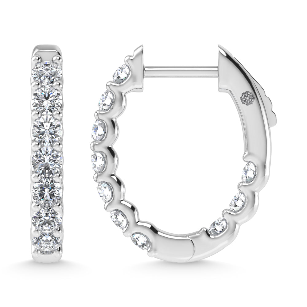 10K White Gold 1 Ct.Tw. Lab Grown Diamond In and Our Hoop Earrings