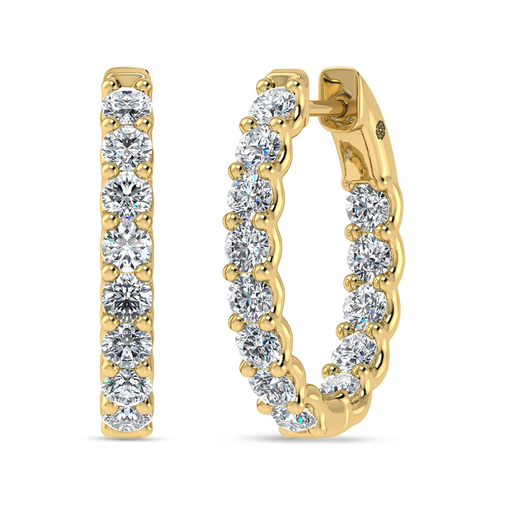 10K Yellow Gold 2 Ct.Tw. Lab Grown Diamond In and Our Hoop Earrings