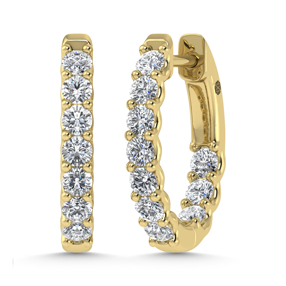 10K Yellow Gold 1 Ct.Tw. Lab Grown Diamond In and Our Hoop Earrings