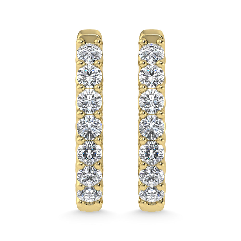 10K Yellow Gold 1 Ct.Tw. Lab Grown Diamond In and Our Hoop Earrings