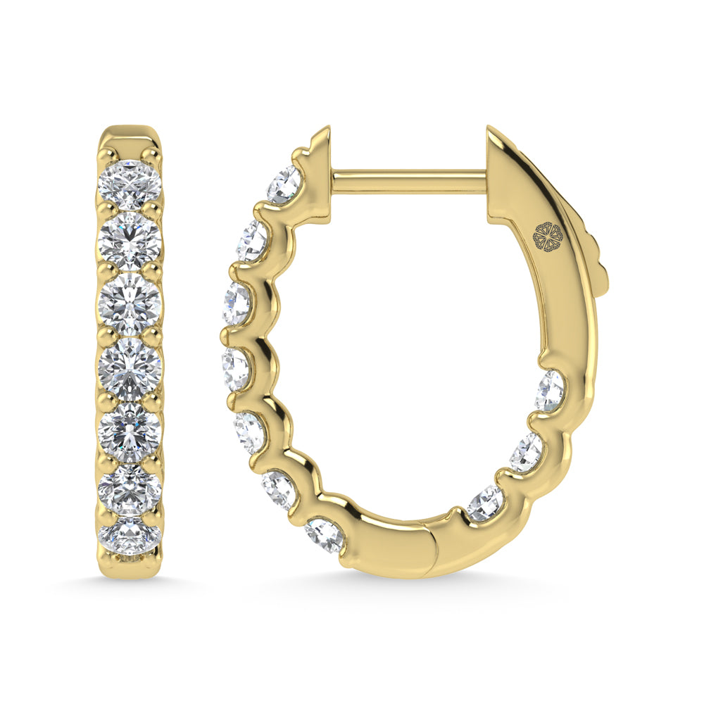 10K Yellow Gold 1 Ct.Tw. Lab Grown Diamond In and Our Hoop Earrings