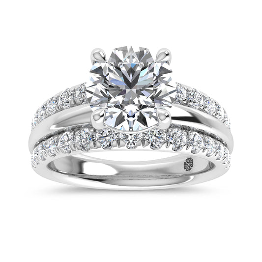 14K White Gold 4 Ct.Tw. Lab Grown Diamond Round Shape Engagement Ring (IGI Certified Center 3ct)