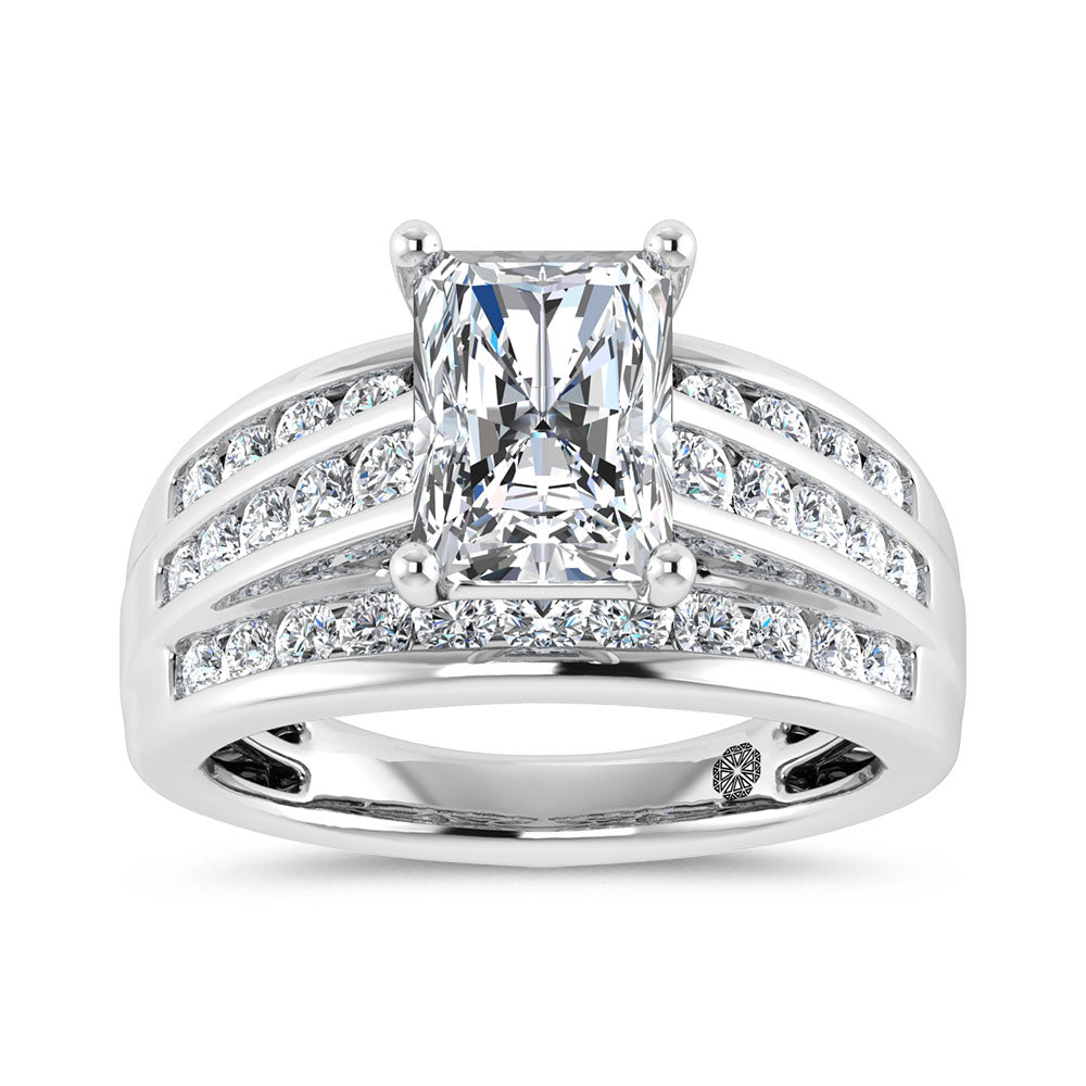 10K White Gold 3 Ct.Tw. Radiant Center Lab Grown Diamond Engagement Ring (IGI Certified Center 2ct)