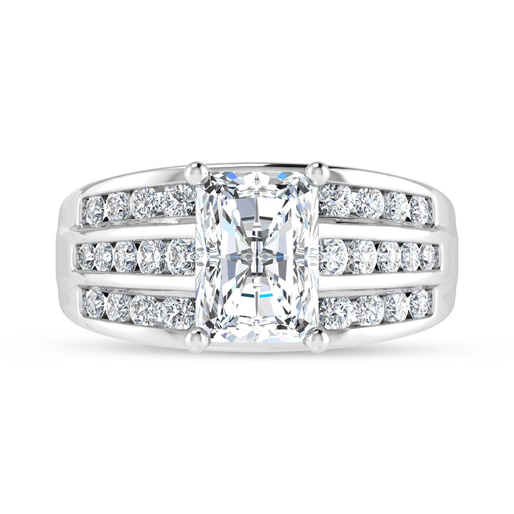 10K White Gold 3 Ct.Tw. Radiant Center Lab Grown Diamond Engagement Ring (IGI Certified Center 2ct)