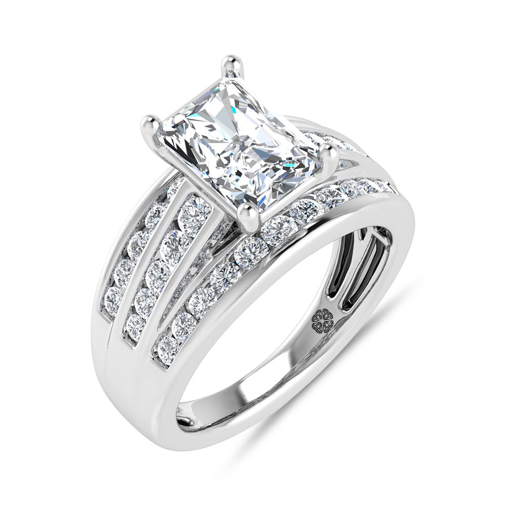 10K White Gold 3 Ct.Tw. Radiant Center Lab Grown Diamond Engagement Ring (IGI Certified Center 2ct)
