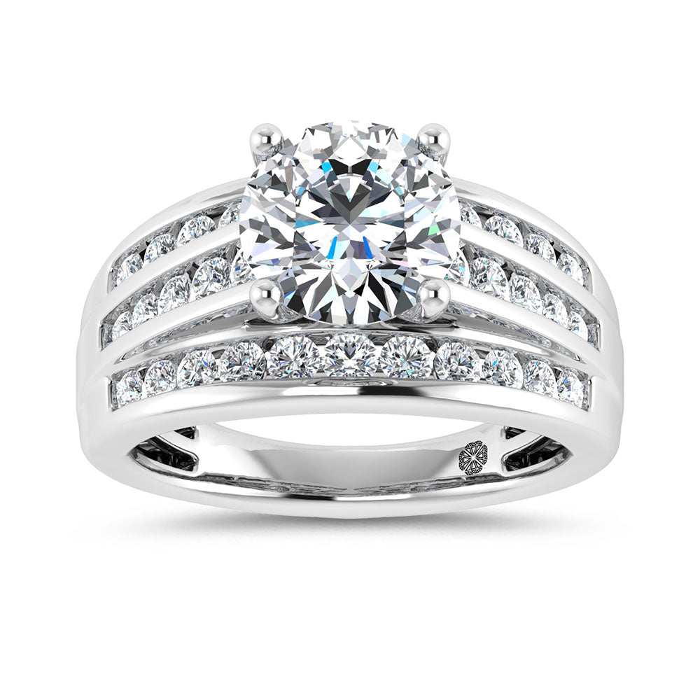 10K White Gold 3 Ct.Tw. Round Center Lab Grown Diamond Engagement Ring (IGI Certified Center 2ct)