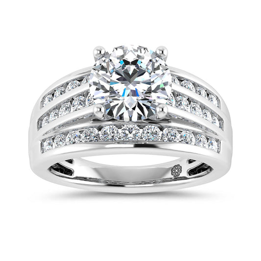 10K White Gold 3 Ct.Tw. Round Center Lab Grown Diamond Engagement Ring (IGI Certified Center 2ct)