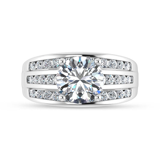 10K White Gold 3 Ct.Tw. Round Center Lab Grown Diamond Engagement Ring (IGI Certified Center 2ct)