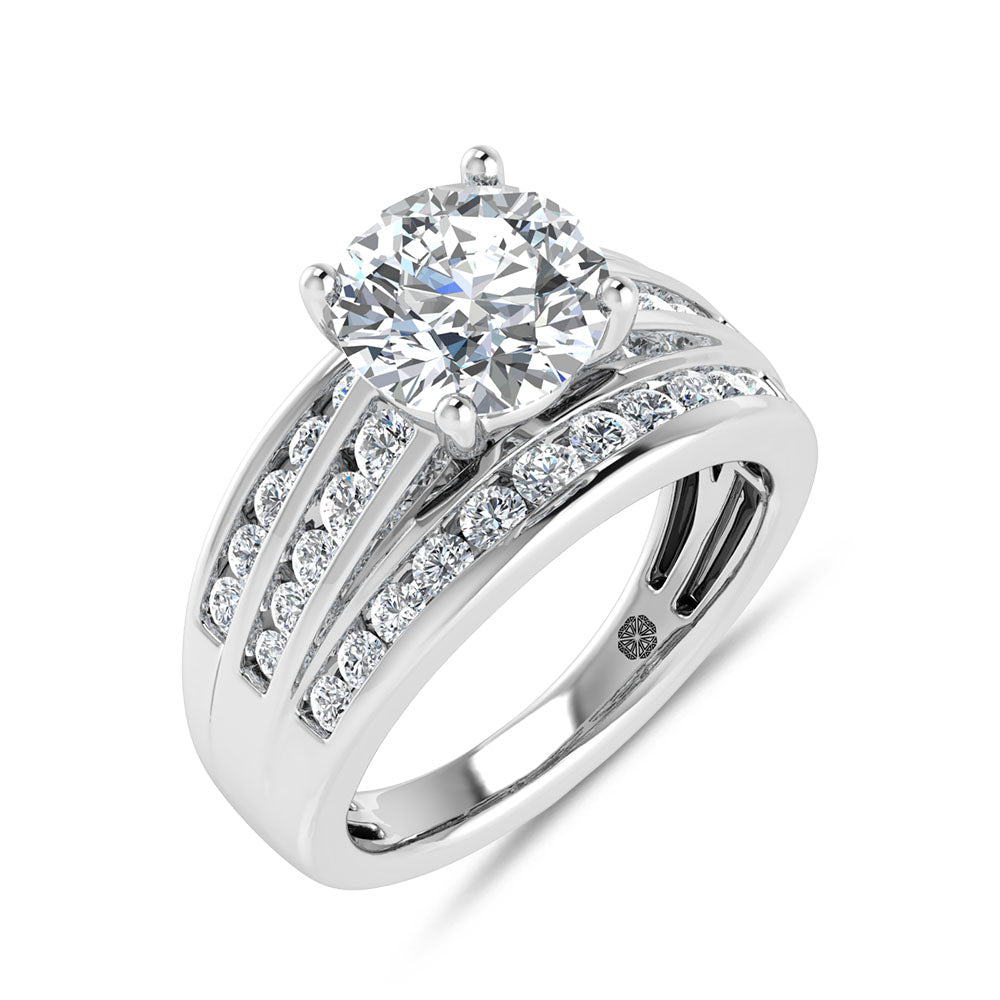 10K White Gold 3 Ct.Tw. Round Center Lab Grown Diamond Engagement Ring (IGI Certified Center 2ct)