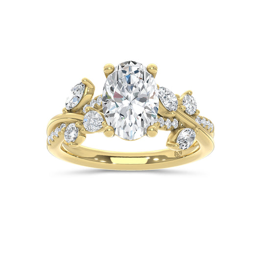 14K Yellow Gold Lab Grown Diamond 2 1/2 Ct.Tw. Floral Shank Engagement Ring (Center 2ct)