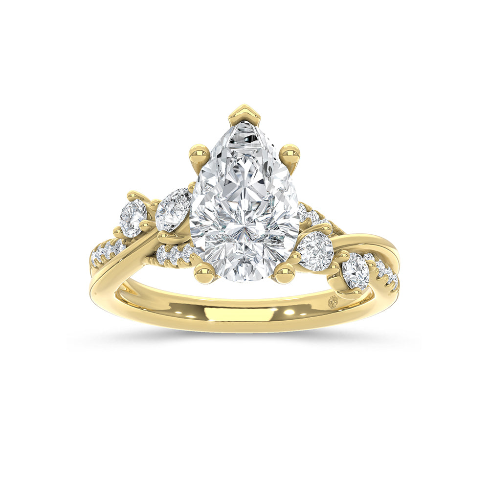 14K Yellow Gold Lab Grown Diamond 2 3/8 Ct.Tw. Floral Shank Engagement Ring (Center 2ct)