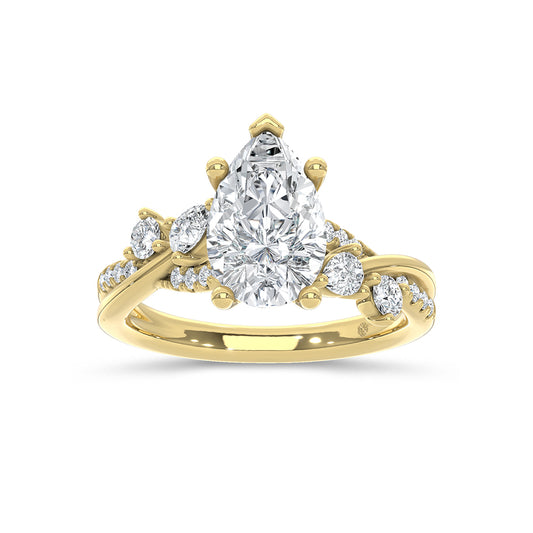 14K Yellow Gold Lab Grown Diamond 2 3/8 Ct.Tw. Floral Shank Engagement Ring (Center 2ct)