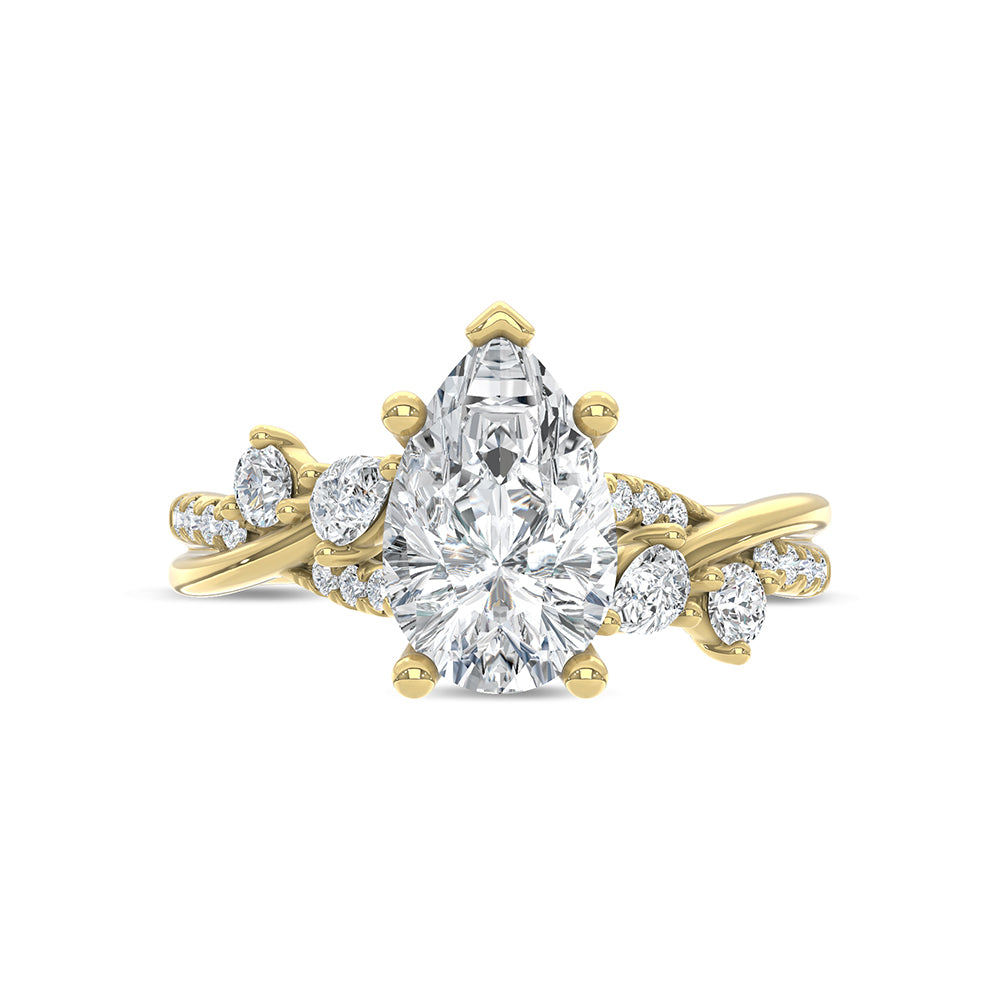 14K Yellow Gold Lab Grown Diamond 2 3/8 Ct.Tw. Floral Shank Engagement Ring (Center 2ct)