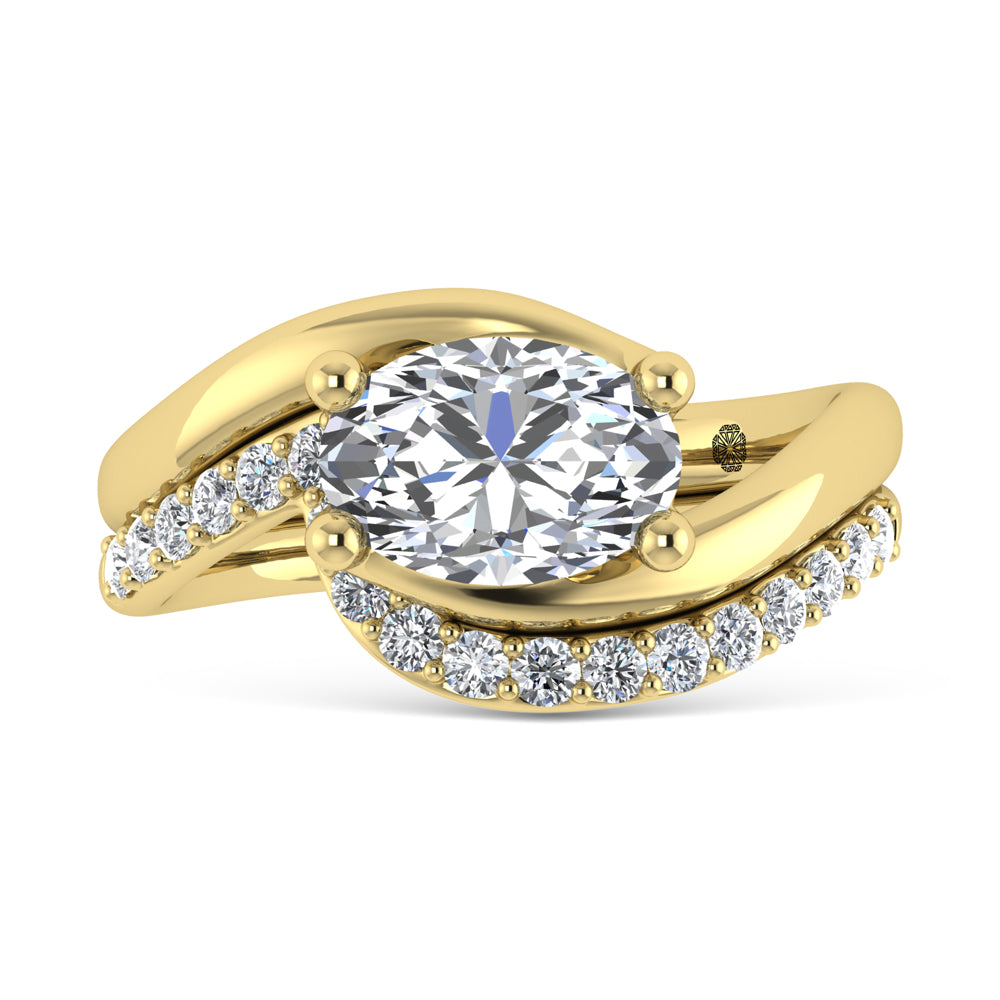 14K Yellow Gold 1 7/8 Ct.Tw. Lab Grown Diamond Oval Shape Bridal Ring (IGI Certified Center 1 1/2ct)