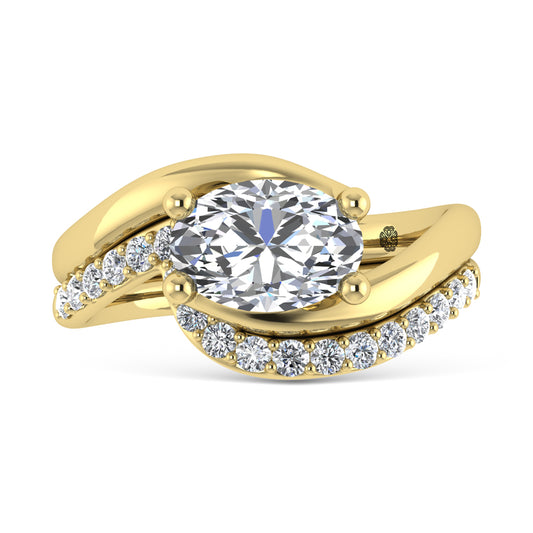 14K Yellow Gold 1 7/8 Ct.Tw. Lab Grown Diamond Oval Shape Bridal Ring (IGI Certified Center 1 1/2ct)