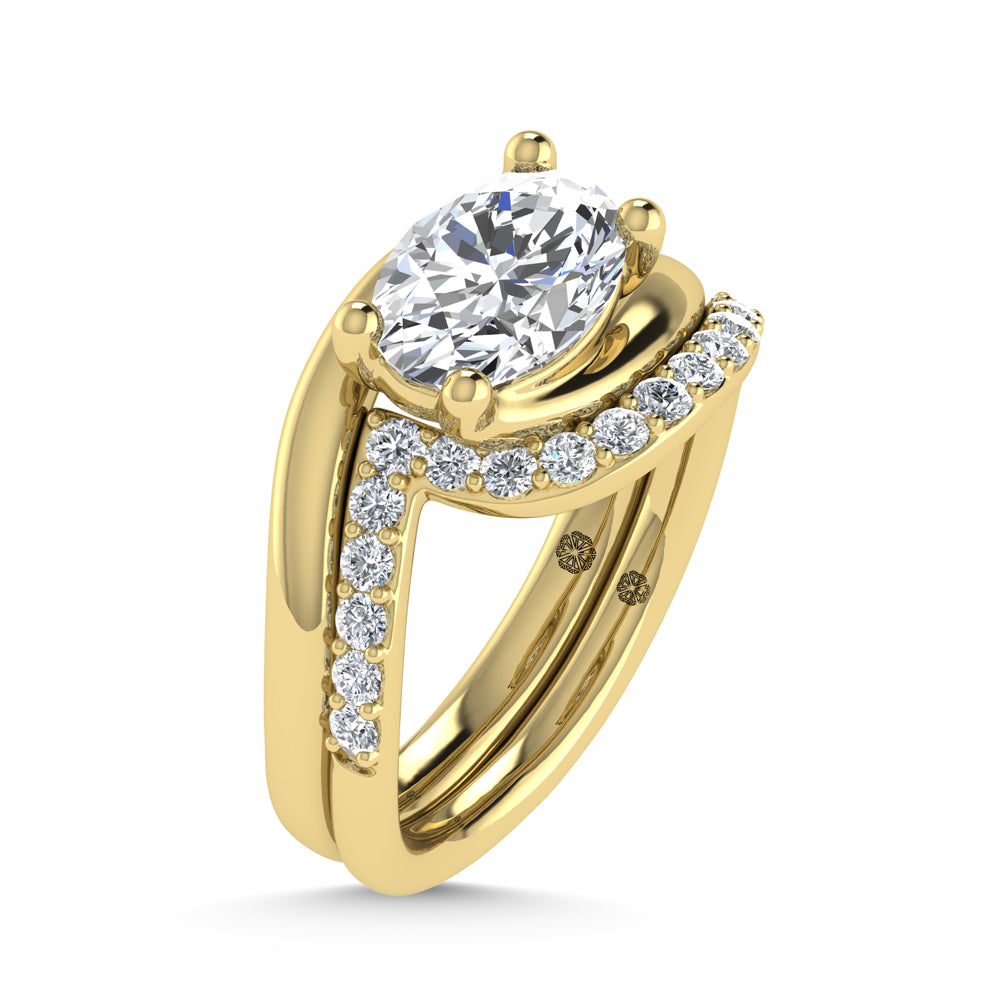 14K Yellow Gold 1 7/8 Ct.Tw. Lab Grown Diamond Oval Shape Bridal Ring (IGI Certified Center 1 1/2ct)