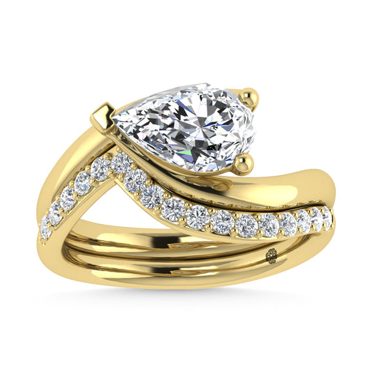 14K Yellow Gold 1 7/8 Ct.Tw. Lab Grown Diamond Pear Shape Bridal Ring (IGI Certified Center 1 1/2ct)