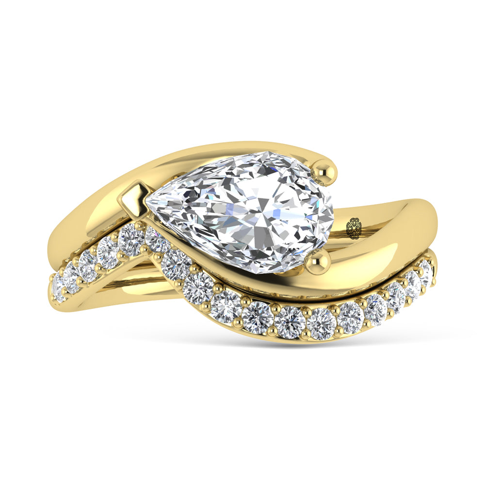 14K Yellow Gold 1 7/8 Ct.Tw. Lab Grown Diamond Pear Shape Bridal Ring (IGI Certified Center 1 1/2ct)