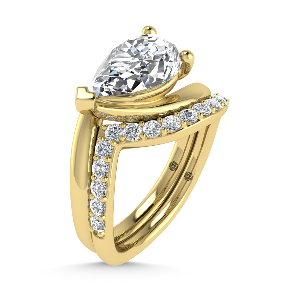 14K Yellow Gold 1 7/8 Ct.Tw. Lab Grown Diamond Pear Shape Bridal Ring (IGI Certified Center 1 1/2ct)
