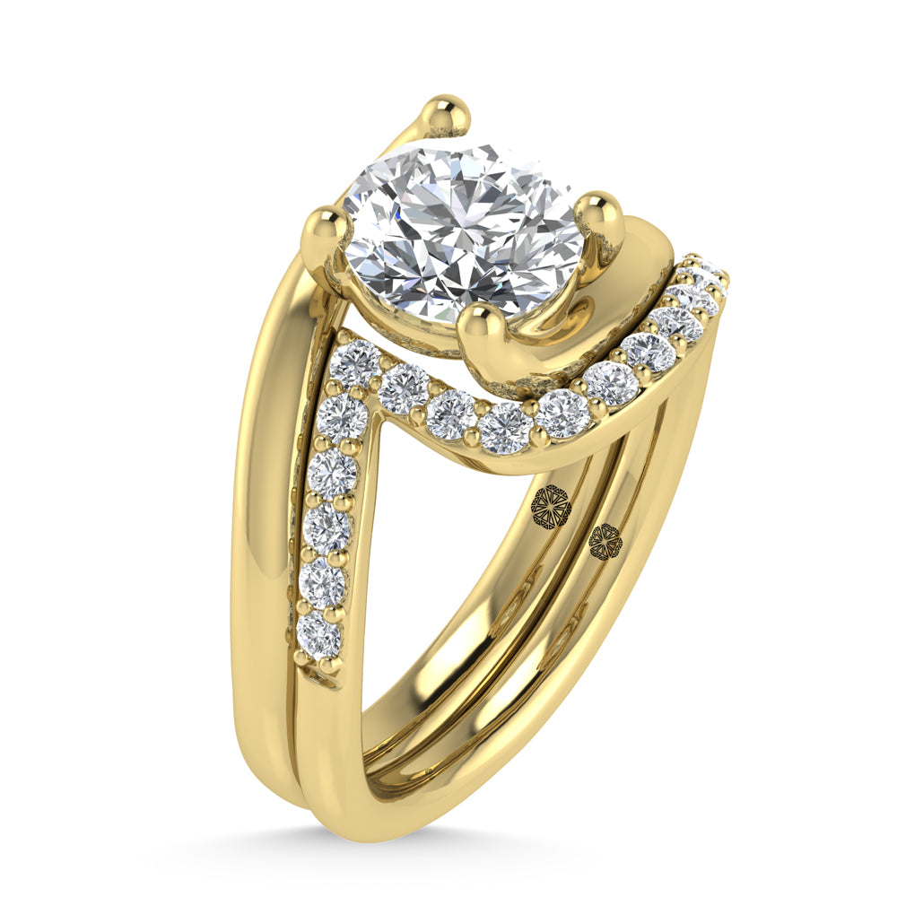 14K Yellow Gold 1 7/8 Ct.Tw. Lab Grown Diamond Round Shape Bridal Ring (IGI Certified Center 1 1/2ct)