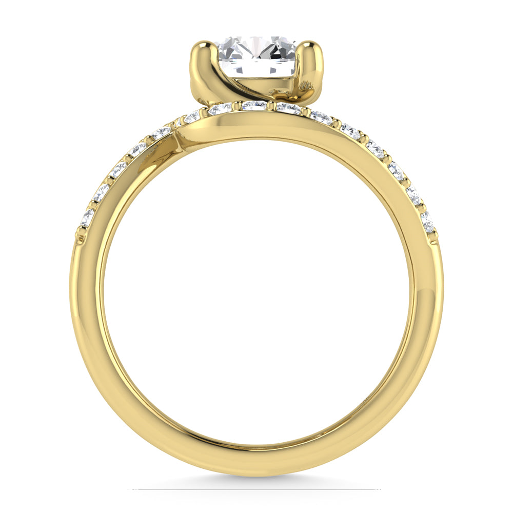14K Yellow Gold 1 7/8 Ct.Tw. Lab Grown Diamond Round Shape Bridal Ring (IGI Certified Center 1 1/2ct)