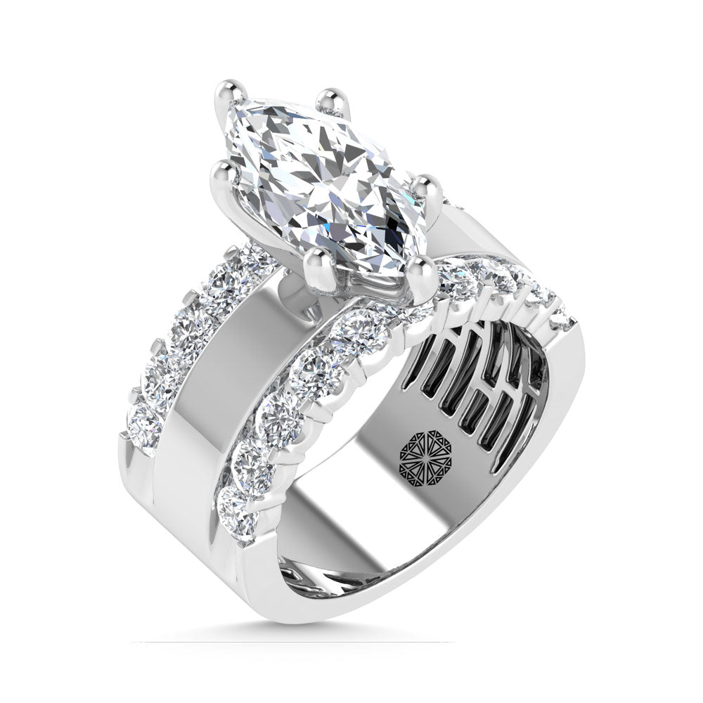 14K White Gold 4 1/2 Ct.Tw. Lab Grown Diamond Marquise Shape Machine Ring (IGI Certified Center 3ct)