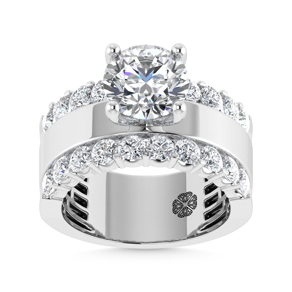 14K White Gold 3 1/2 Ct.Tw. Lab Grown Diamond Round Shape Engagement Ring (IGI Certified Center 2ct)