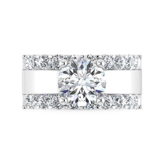 14K White Gold 3 1/2 Ct.Tw. Lab Grown Diamond Round Shape Engagement Ring (IGI Certified Center 2ct)