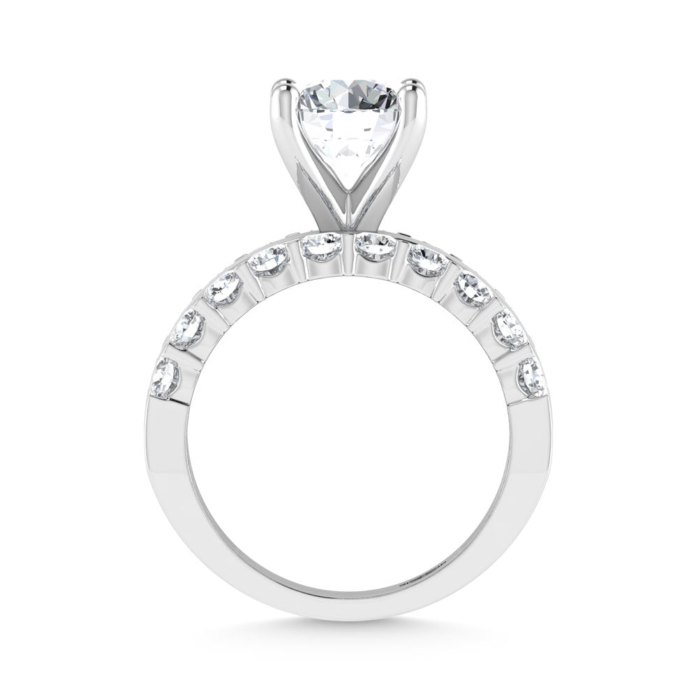 14K White Gold 3 1/2 Ct.Tw. Lab Grown Diamond Round Shape Engagement Ring (IGI Certified Center 2ct)