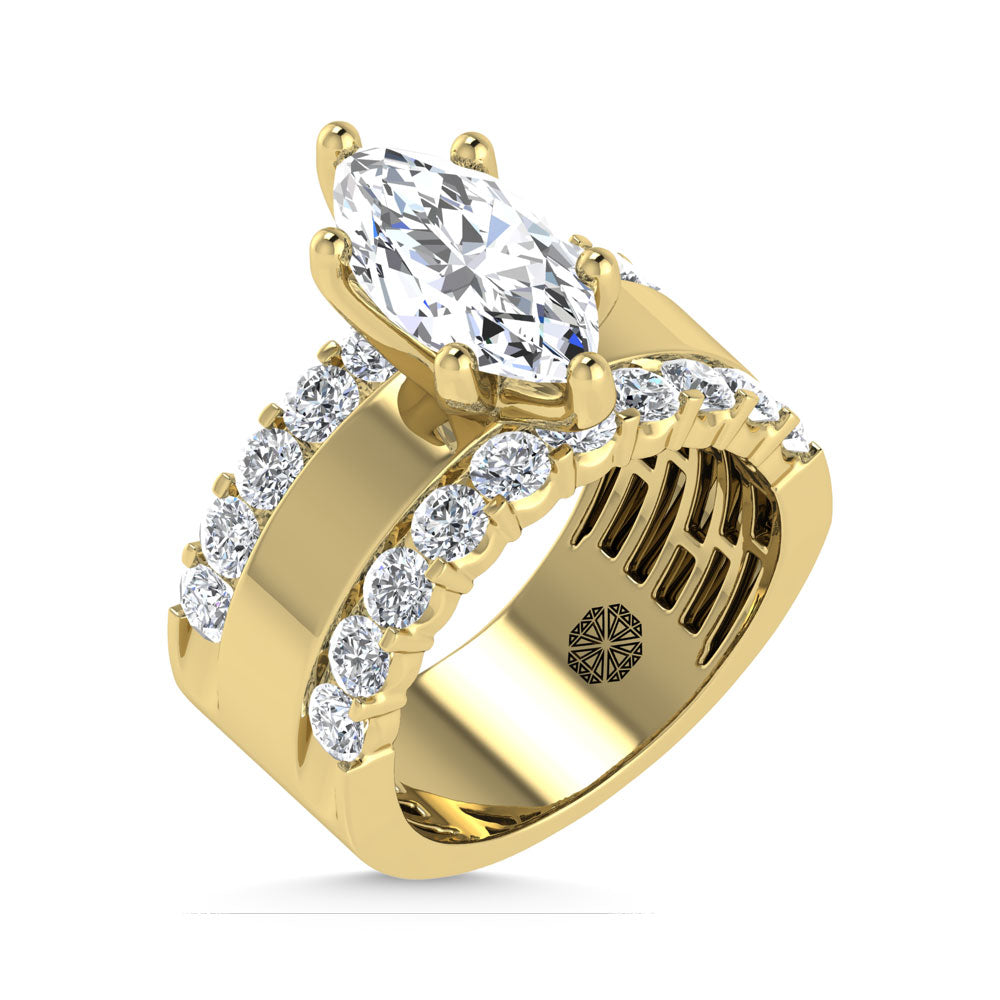 14K Yellow Gold 3 1/2 Ct.Tw. Lab Grown Diamond Marquise Shape Engagement Ring (IGI Certified Center 2ct)